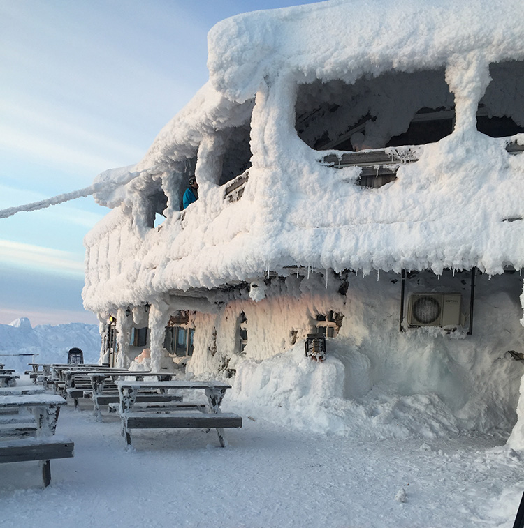 So much snow on all the cottages and trees.