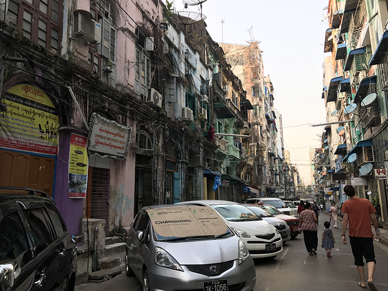 vibrant city life in yangon